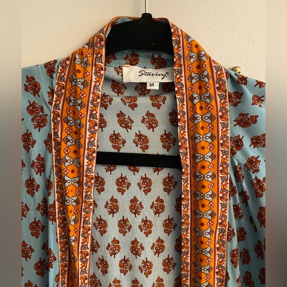 Blue and Orange Patterned Kimono - Picture 3 of 5
